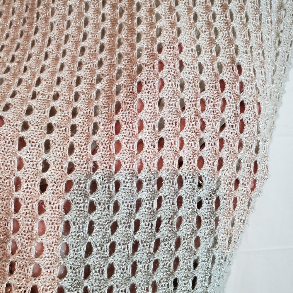 Express Knit Top Shirt Small Cream Open Stitch 3/4 - Picture 4 of 5